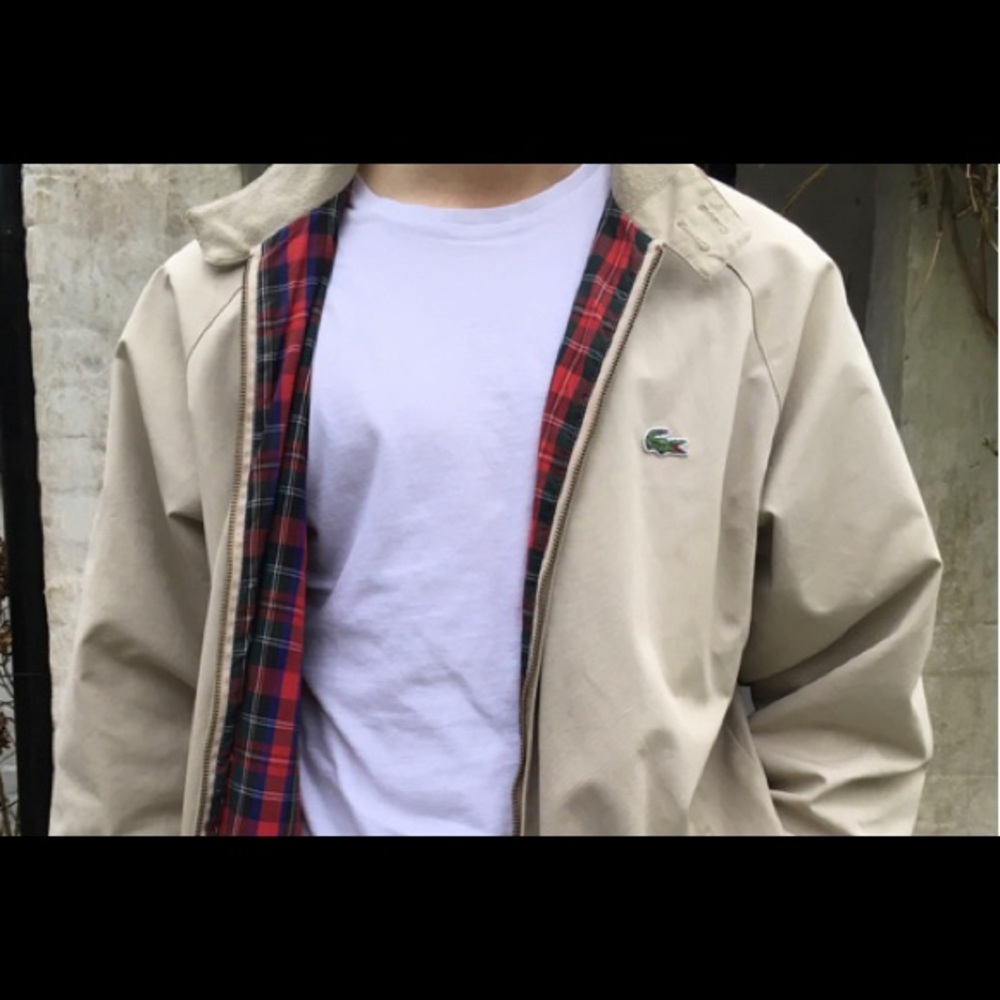 *VINTAGE* IZOD LACOSTE Plaid Lined Full Zip Bomber Jacket - XL